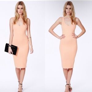 Missguided Ribbed Bodycon Midi Dress Sz 4